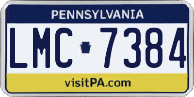 PA license plate LMC7384