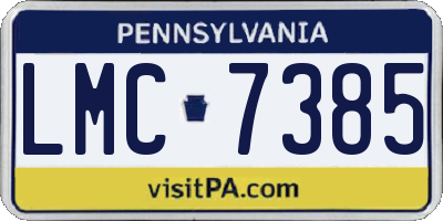PA license plate LMC7385