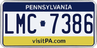 PA license plate LMC7386