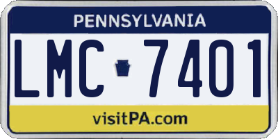 PA license plate LMC7401