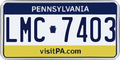 PA license plate LMC7403