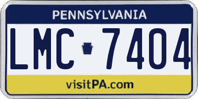 PA license plate LMC7404