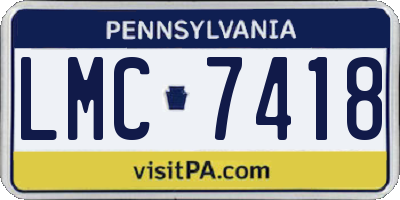 PA license plate LMC7418