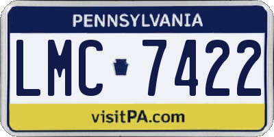 PA license plate LMC7422