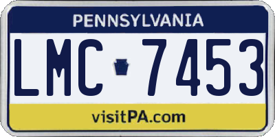 PA license plate LMC7453