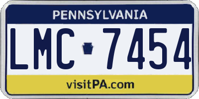 PA license plate LMC7454
