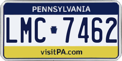 PA license plate LMC7462