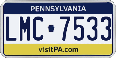 PA license plate LMC7533