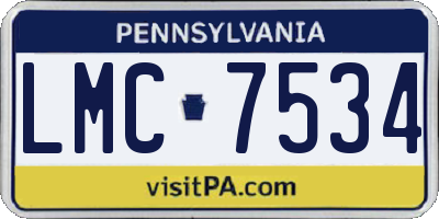 PA license plate LMC7534