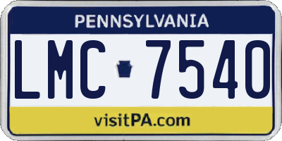 PA license plate LMC7540
