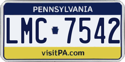 PA license plate LMC7542