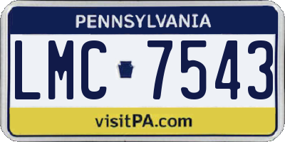 PA license plate LMC7543