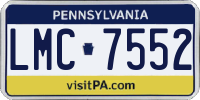 PA license plate LMC7552
