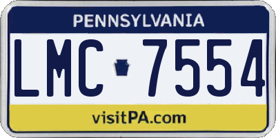 PA license plate LMC7554