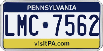 PA license plate LMC7562