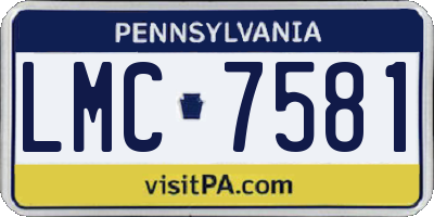 PA license plate LMC7581