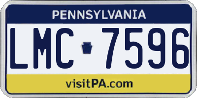 PA license plate LMC7596