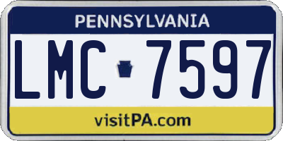 PA license plate LMC7597