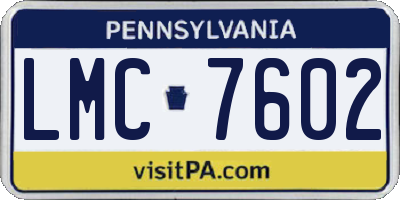 PA license plate LMC7602