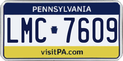 PA license plate LMC7609