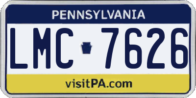 PA license plate LMC7626