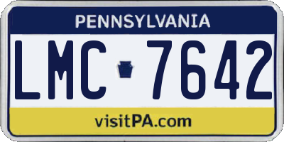 PA license plate LMC7642