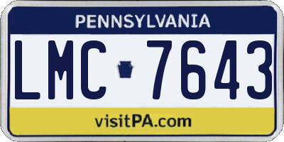 PA license plate LMC7643