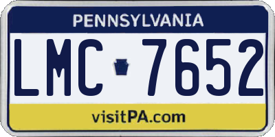 PA license plate LMC7652