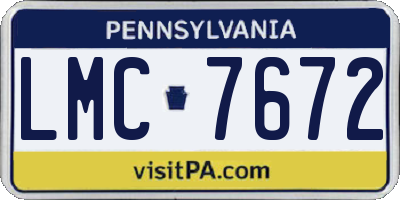 PA license plate LMC7672