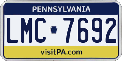 PA license plate LMC7692
