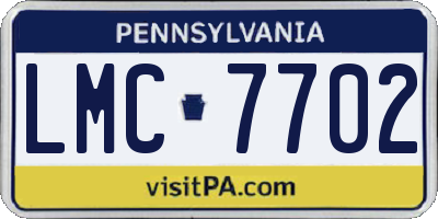PA license plate LMC7702