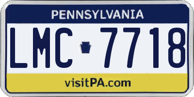PA license plate LMC7718