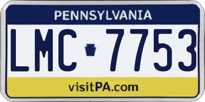 PA license plate LMC7753