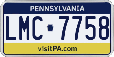 PA license plate LMC7758
