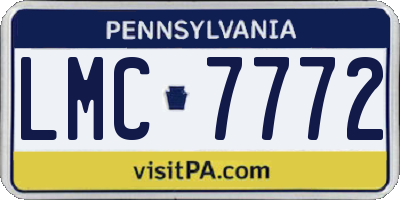 PA license plate LMC7772
