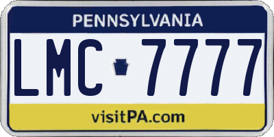 PA license plate LMC7777