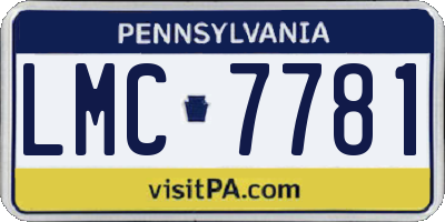PA license plate LMC7781