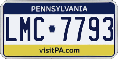 PA license plate LMC7793
