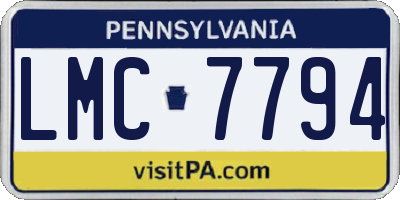 PA license plate LMC7794