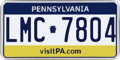 PA license plate LMC7804