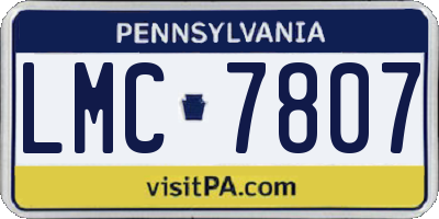 PA license plate LMC7807