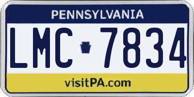PA license plate LMC7834
