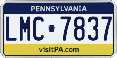 PA license plate LMC7837