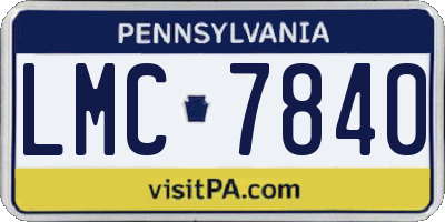 PA license plate LMC7840