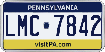 PA license plate LMC7842