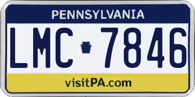 PA license plate LMC7846