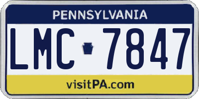PA license plate LMC7847