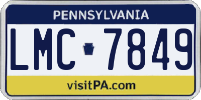 PA license plate LMC7849