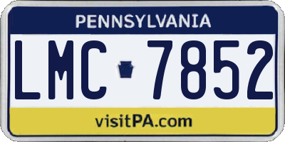 PA license plate LMC7852