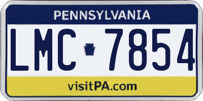 PA license plate LMC7854